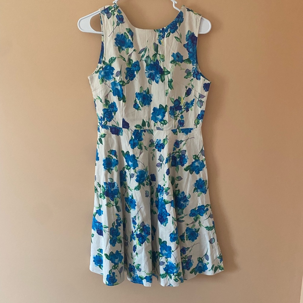 Blue Floral A-Line Dress